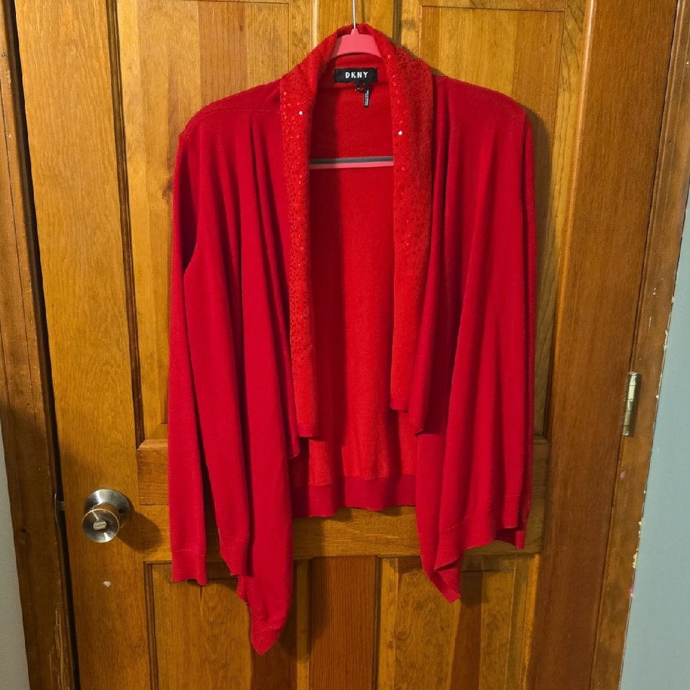DKNY Women's Vibrant Red Cardigan
